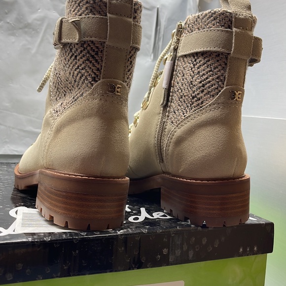 BNIB Sam Edelman Tenlee Bistro Combat Suede Boots Tan 9M - Picture 8 of 11